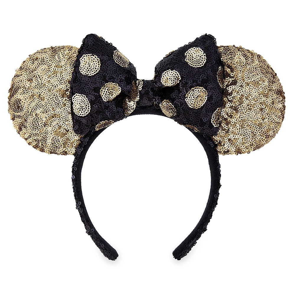 Minnie Mouse Sequined Ear Headband Black and Gold